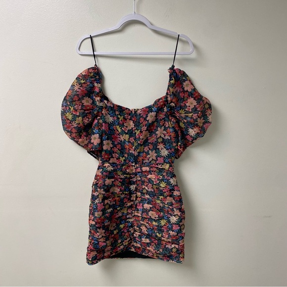 C/MEO Collective And Ever More Floral Puff Sleeve Ruched Mini Dress Size Small - Picture 6 of 12